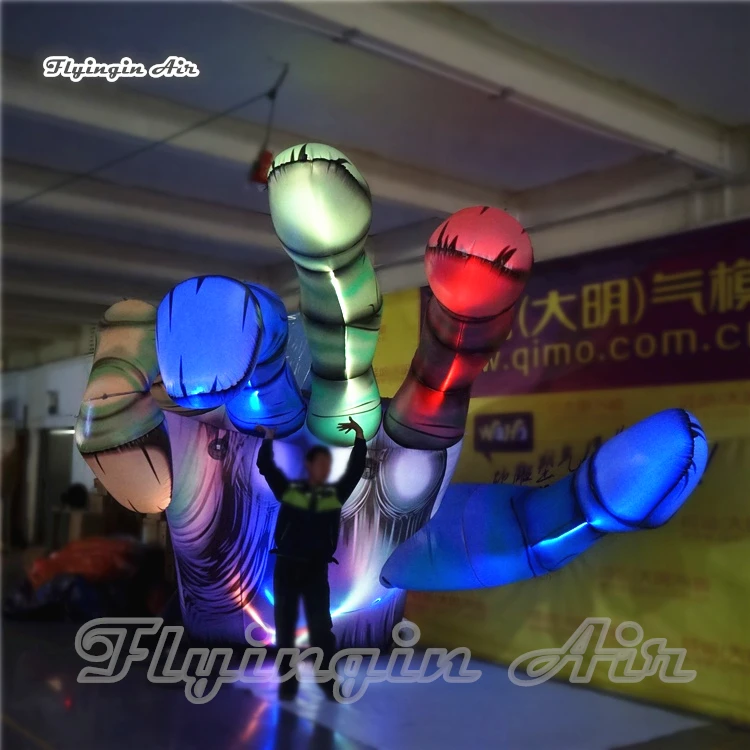 

Horrific Inflatable Zombie Finger Skeleton 4m Large Blow Up Devil's Hand With Led Lights For Halloween Night Party Decoration