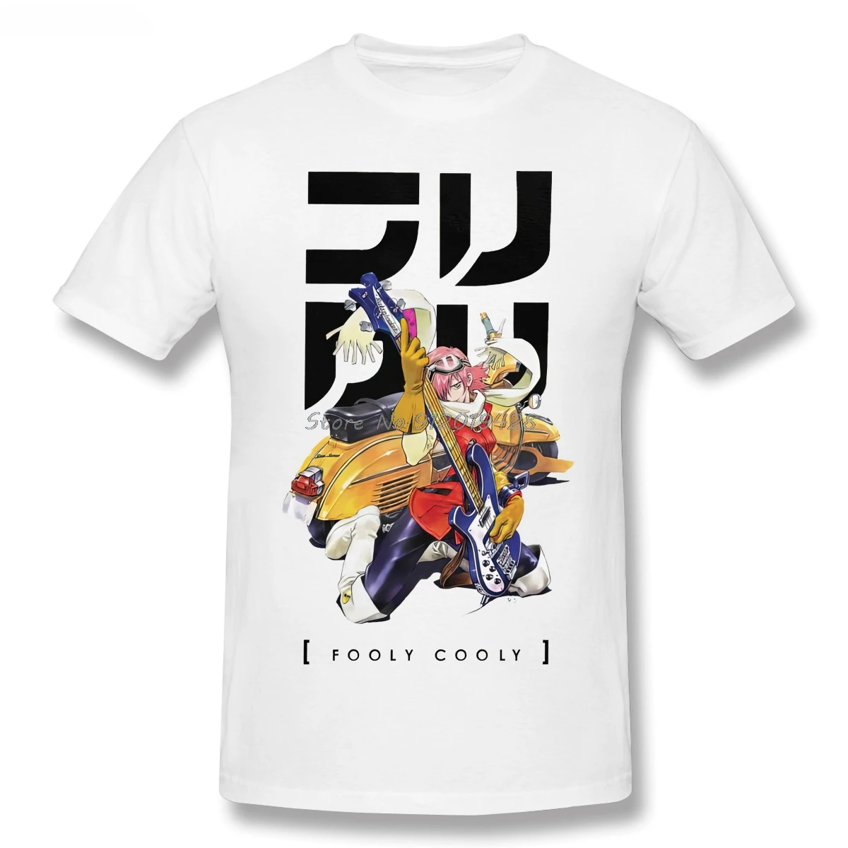 Classic Male Fooly Cooly Haruko T-Shirt Short-Sleeve Crewneck Cotton Tshirt Casual Japan Anime Manga FLCL Tee Shirt Apparel Gift