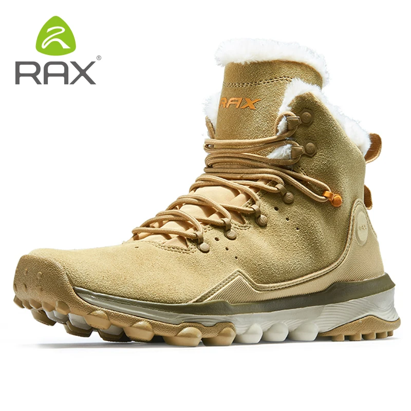 RAX Hiking Boots Men Winter Warm Outdoor Professional Sports Snow Boots for Women Anti-slip Lightweight Hiking Shoes PlushLining