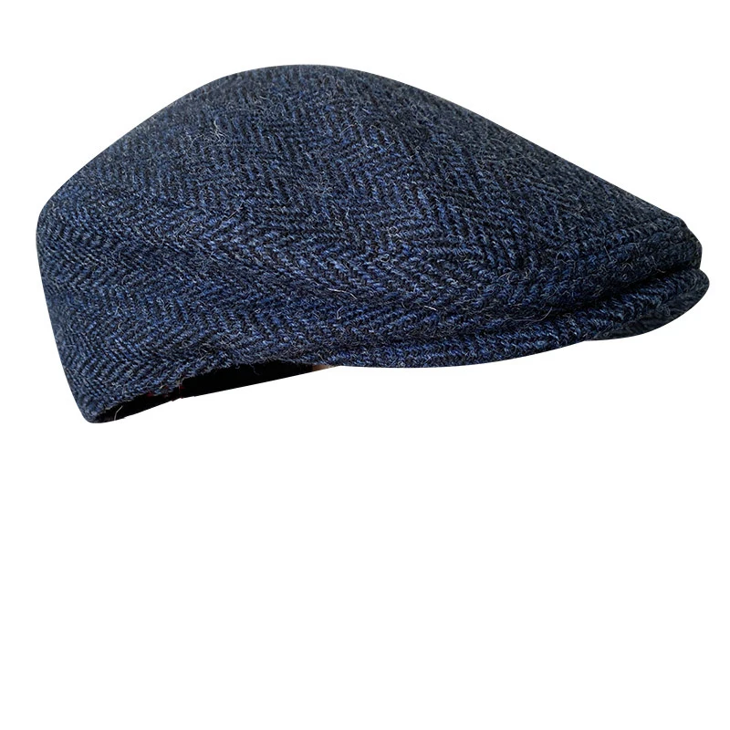 Pure Wool Men\'s Berets Winter High Quality Wool Newsboy Hats Herringbone Octagon Cap Blue Men Women Gatsby Flat Hat BLM383