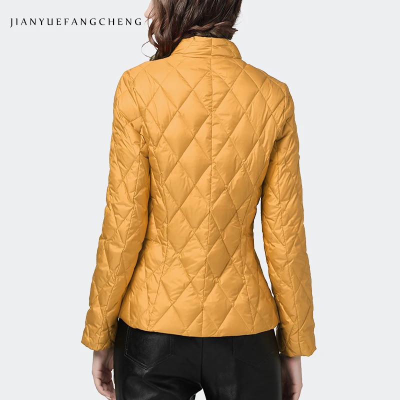 Fashion Women Winter Down Jacket Long Sleeve Embroidered Beading Yellow Puffer Coat Warm Winter Top Korean Casual Down Jackets