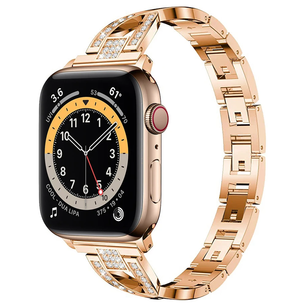 

Watchbands for apple watch 6 se 40mm 44mm bling band Women Jewelry Metal strap for iwatch series 5 4 3 38mm 42mm link bracelet