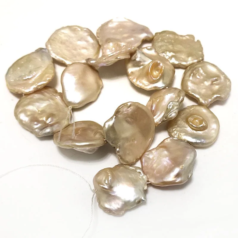 

16 inches 20-25mm Natural Pink Flat Baroque Keshi Pearl Loose Strand