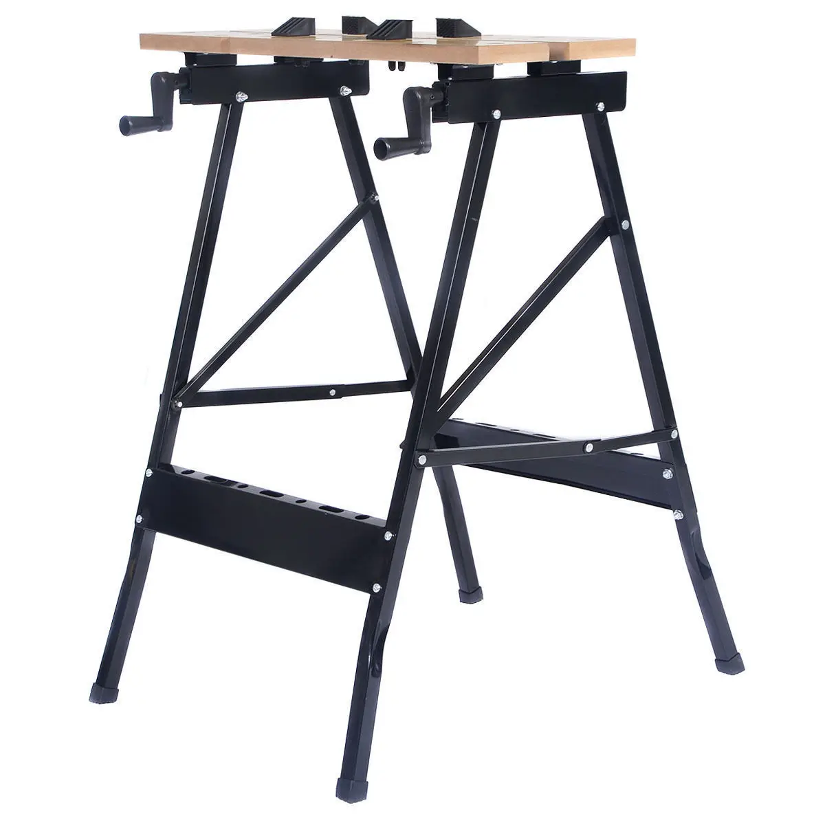 Folding woodworking table, work table, iron bracket, operation table, saw horse stool, load-bearing 100KGS