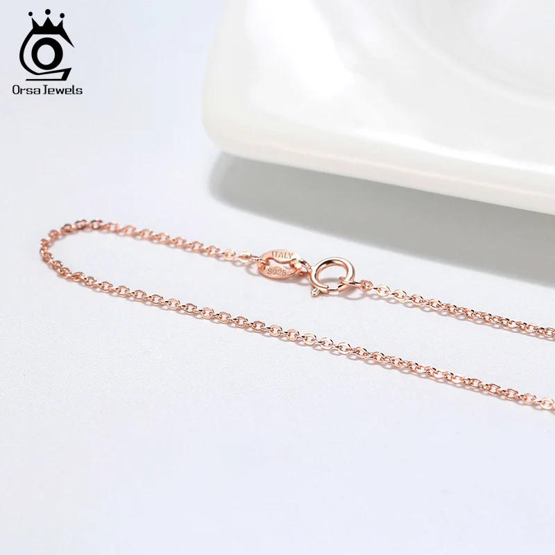 ORSA JEWELS Chaîne de cou en argent sterling 925 italien couleur or rose 1,0 mm chaîne de câble collier argent O-chaîne chaîne croisée SC06-R