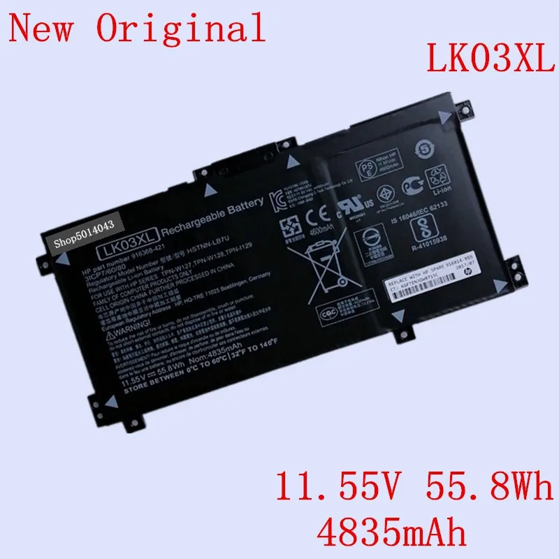 

New Original Laptop Li-ion Battery LK03XL for HP ENVY 15-BP X360 HSTNN-UB7I TPN-W127/W128 LK03XL 11.55V 55.8Wh 4835mAh