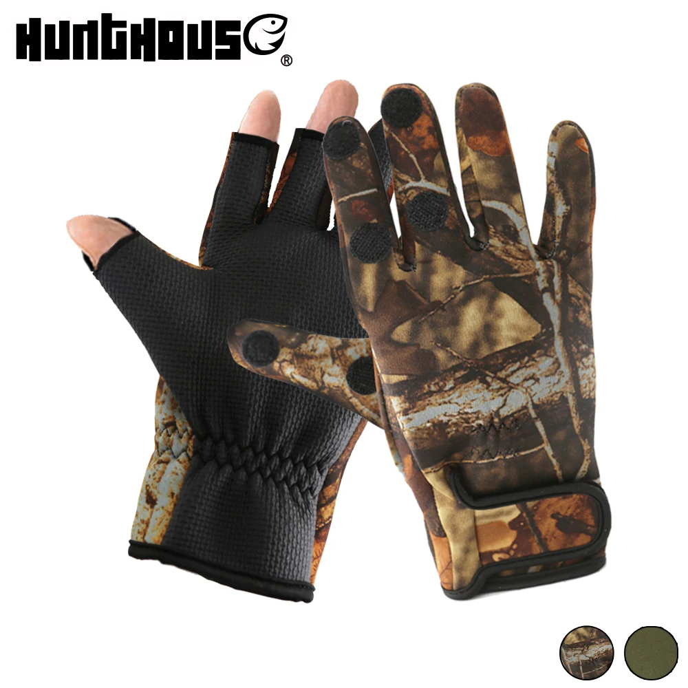 

Hunthouse Fishing Gloves winter fishing Breathable Anti-Slip Glove waterproof Three Finger Cut fishing equipment sports gloves