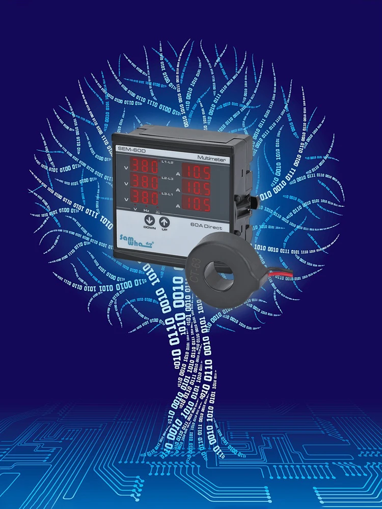Samwha-Dsp SEM-XXD Digital Multimeter, Contains 3 C.T, Three Phase Volt(L-L),(L-N), Ampere ,Frequency, Phase Sequence Display