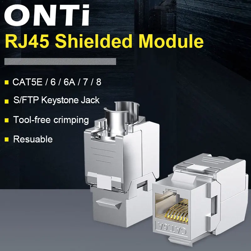 

ONTi RJ45 CAT8 Tool-Less STP Shielded Keystone Jack Module,Self-Locking Cat7 CAT6A CAT6 CAT5E Zinc Alloy Network Coupler Adapter