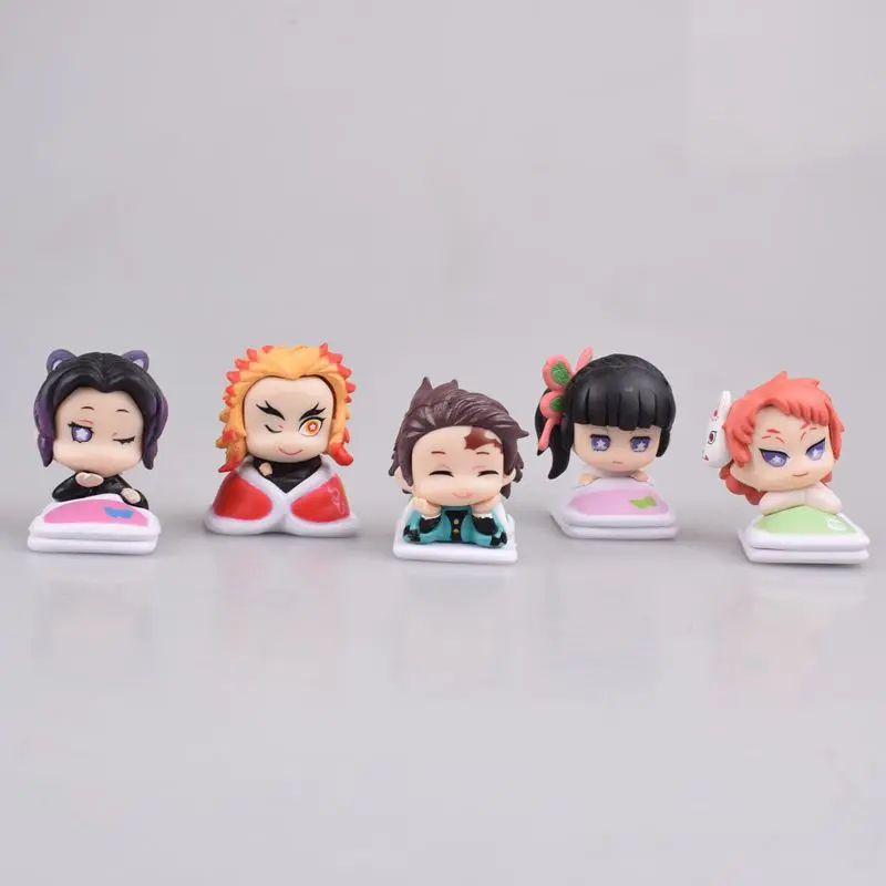 5pcs Kimetsu no Yaiba Kochou Shinobu Kamado Tanjirou Tsuyuri Kanawo Sabito Rengoku Kyoujurou Action figure toys Christmas gift