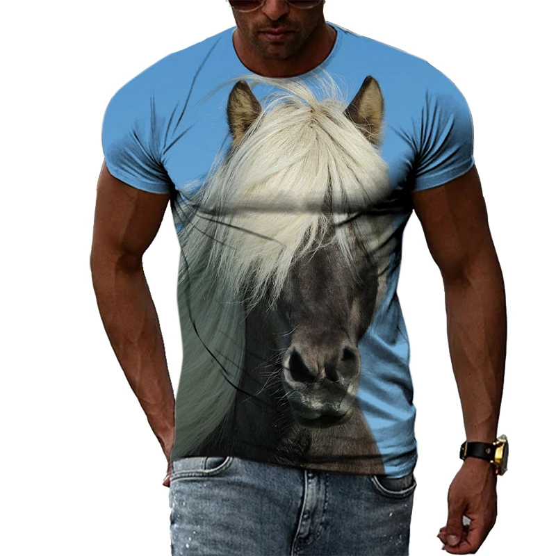 New Fashion Animal Horse t shirt for men Summer Casual 3D Print graphic t shirts Personality Trend Hip Hop short sleeve t-shirts