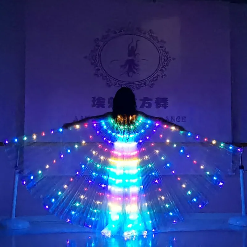 Ruoru Belly Dance LED Wings Adult Women Performance Fluorescent Butterfly Isis Wings Bellydance Carnival Led Costumes Shows