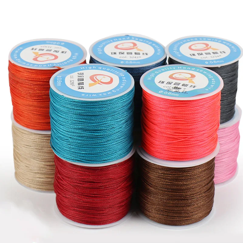 0.6mm Round Line Stitching Thread Waxed Cord Wax String for Leather Craft Sewing DIY Jewelry Making