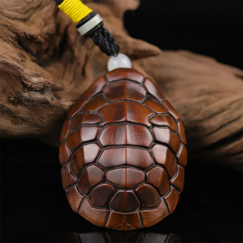 7X5X3 CM Tortoise Shell Hand Carved Boxwood Figurine Carving Lucky Netsuke Turtle Pendant Zodiac Rat Home Decor - #W045