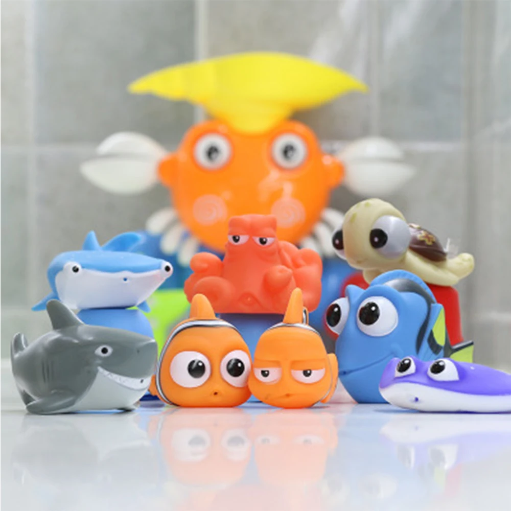 Giocattoli da bagno per bambini alla ricerca di Nemo Dory galleggiante Spray acqua spremere giocattoli gomma morbida bagno gioco animali bambini bagno pesce pagliaccio giocattolo