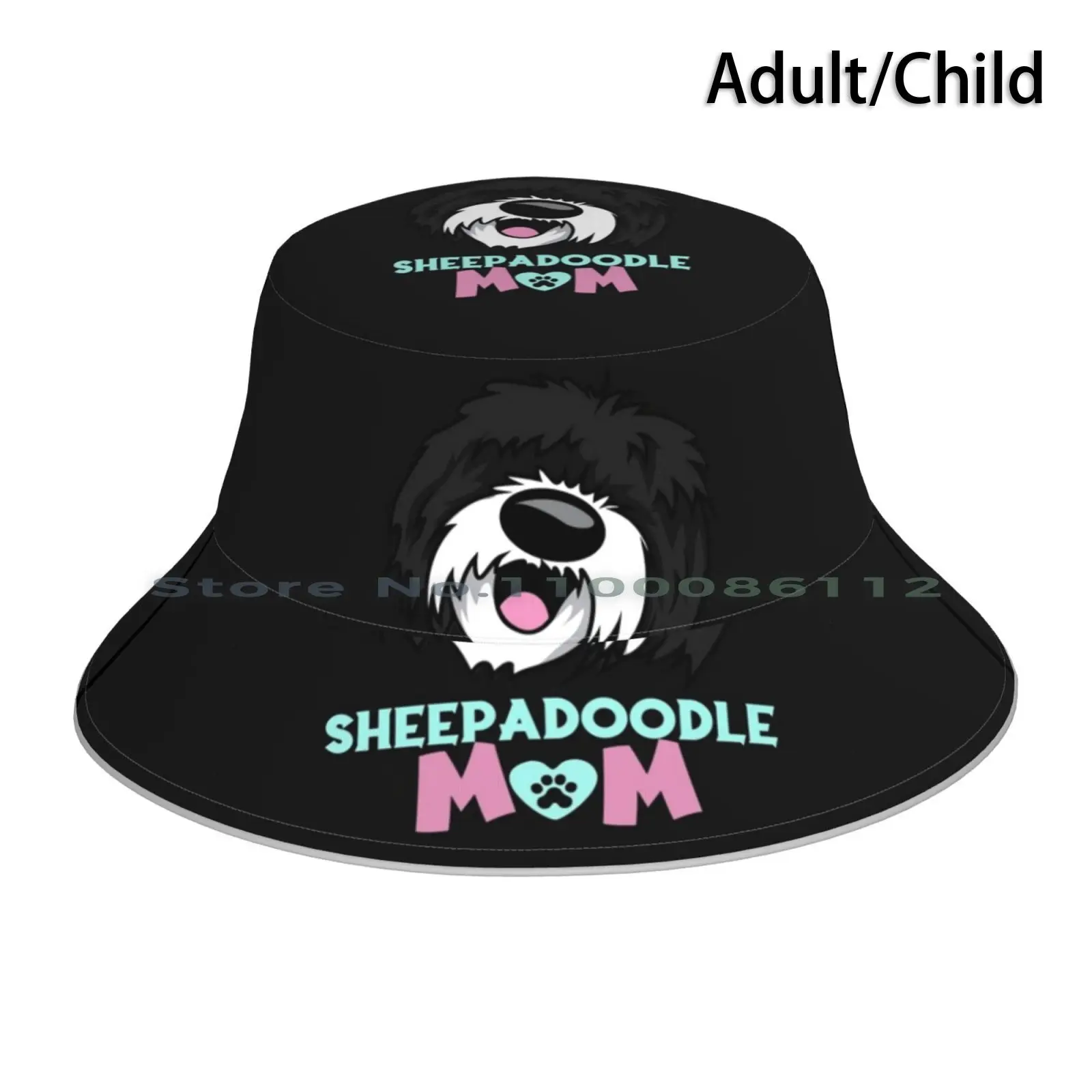 Sheepadoodle Mom-Funny Dog Sheepadoodle Lovers Bucket Hat Sun Cap Funny World Daughter Mama Sister None Proud Youre Toddlers