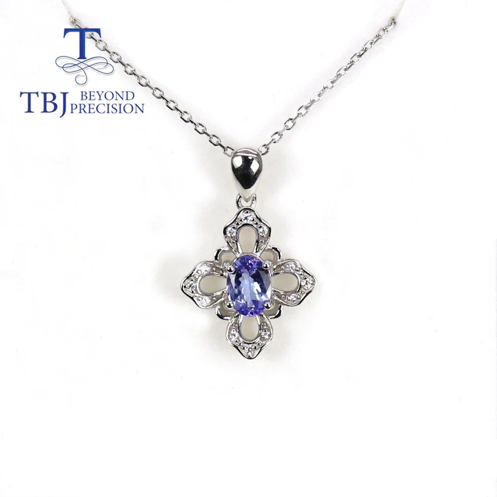 

Simple design natural Tanzanian tanzanite oval 5*7mm gemstone pendant suitable for daily wear 925 sterling silver fine jewelry