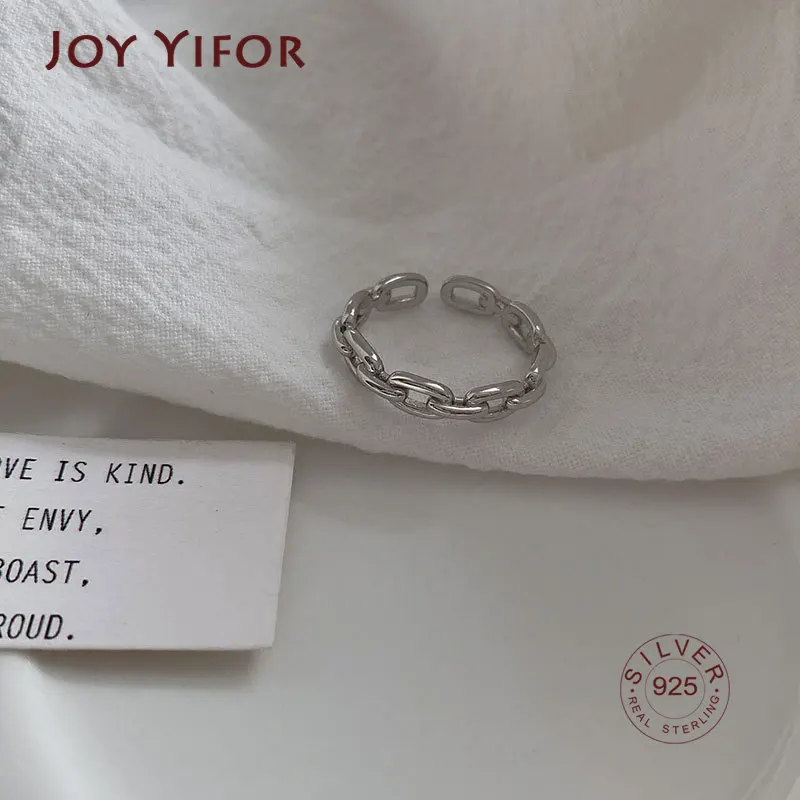 Women's 925 Sterling Silver Simple Link Chain Adjustable Ring