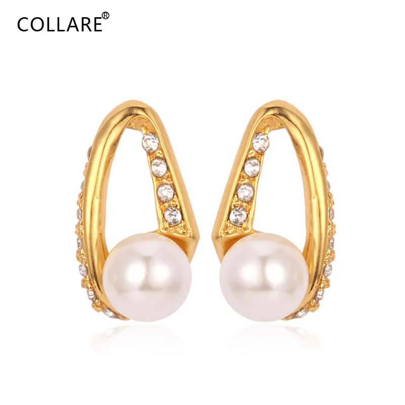 

ChainsPro Simulated Pearl Earrings For Women Gold/Silver Color Rhinestone Crystal Girls Gift Earrings Fashion Jewelry E015