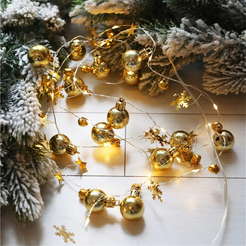 20LED Christmas Balls Bell String Lights Decorations Xmas Tree Ornaments LED Garland Holiday Fairy Lights New Year Gifts Home