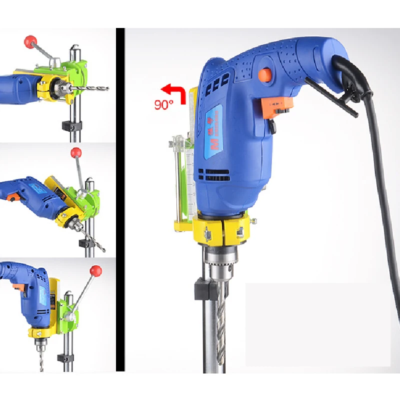 Miniq BG6117 Bankje Boor Stand/Druk Mini Elektrische Boor Carrier Beugel 90 Graden Roterende Vaste Frame Werkbank Klem