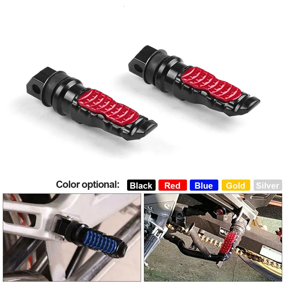 

8MM Motorcycle Rear Passenger Foot Pedals Universal Footrest Scooter Motorbike Pedal Modification Aluminum 2pcs