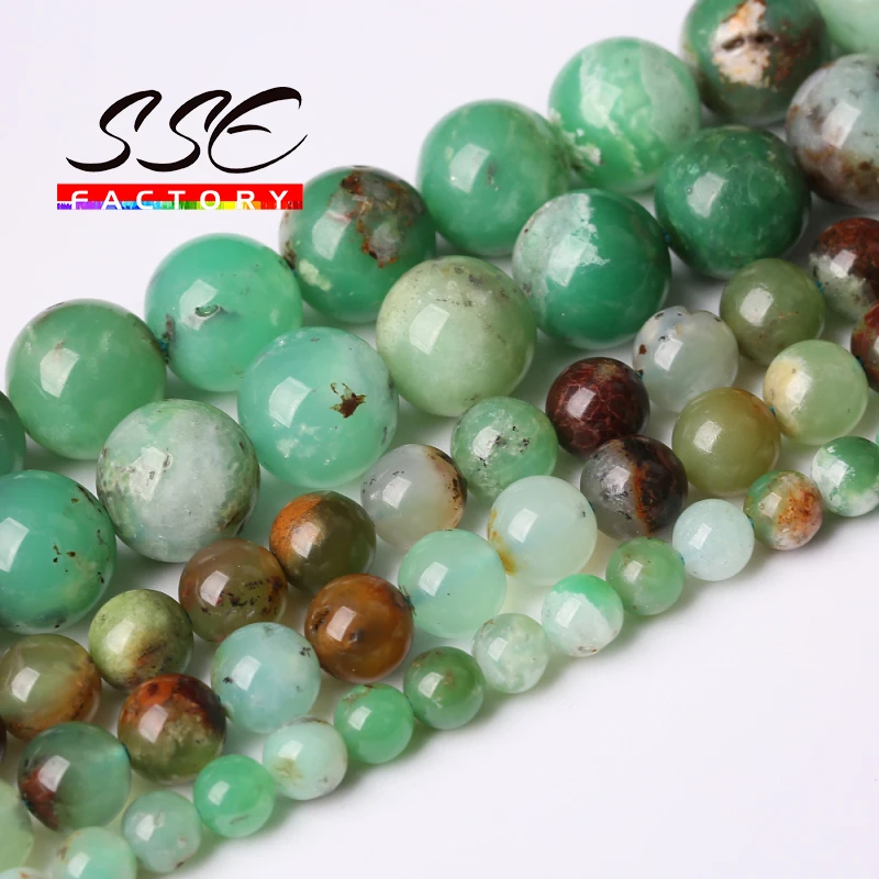 Natural Australia Chrysoprase Jades Stone Beads Round Genuine Loose Beads for Jewelry Making DIY Bracelet 4 6 8 10mm 15'' Strand