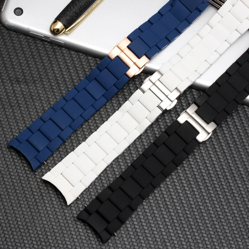 Silicone Rubber Watchband steel in Rubber for AR5890 AR5889 AR5858 AR5920 AR5868 AR8023 man 23mm woman 20mm watch band  bracelet