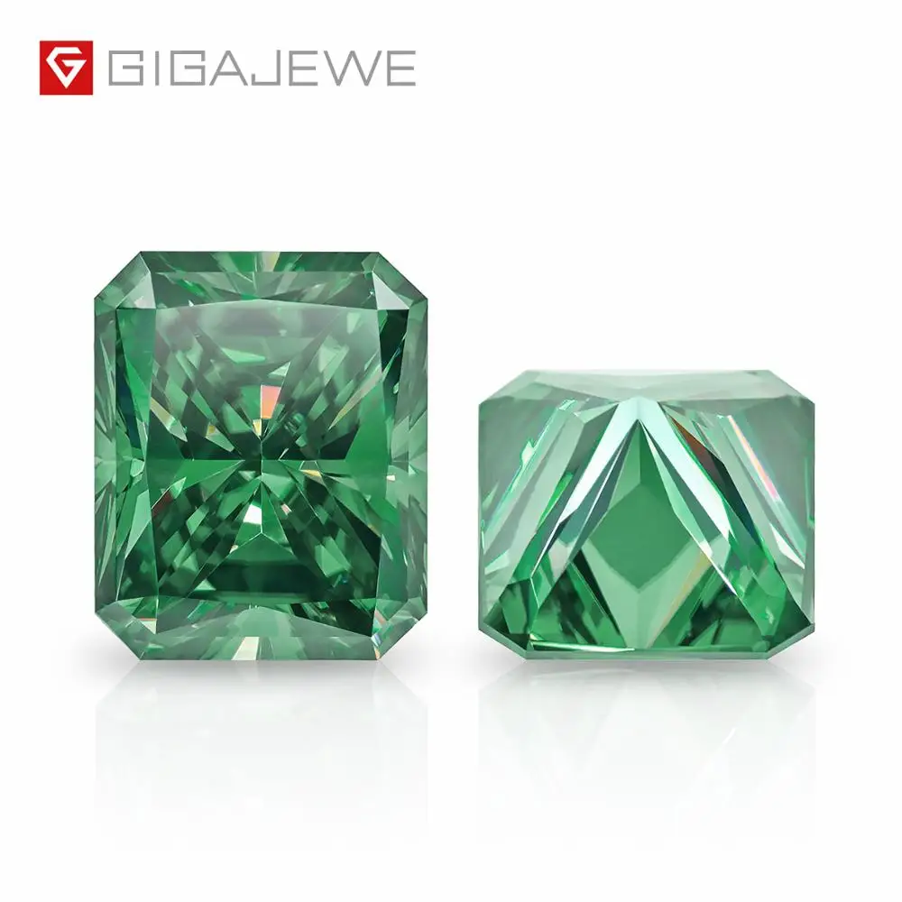 

GIGAJEWE Green Radiant Cut Moissanite Loose Diamond Test Passed Gemstone For Jewelry Making Gift