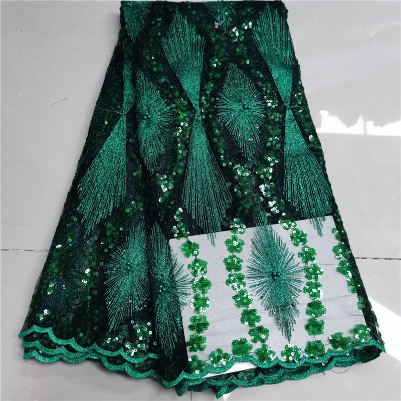 Wholesale Price High Quality Sequins Lace Fabric Embroidery Tulle Lace Trim Party Dress For African Lace Fabric green Purple