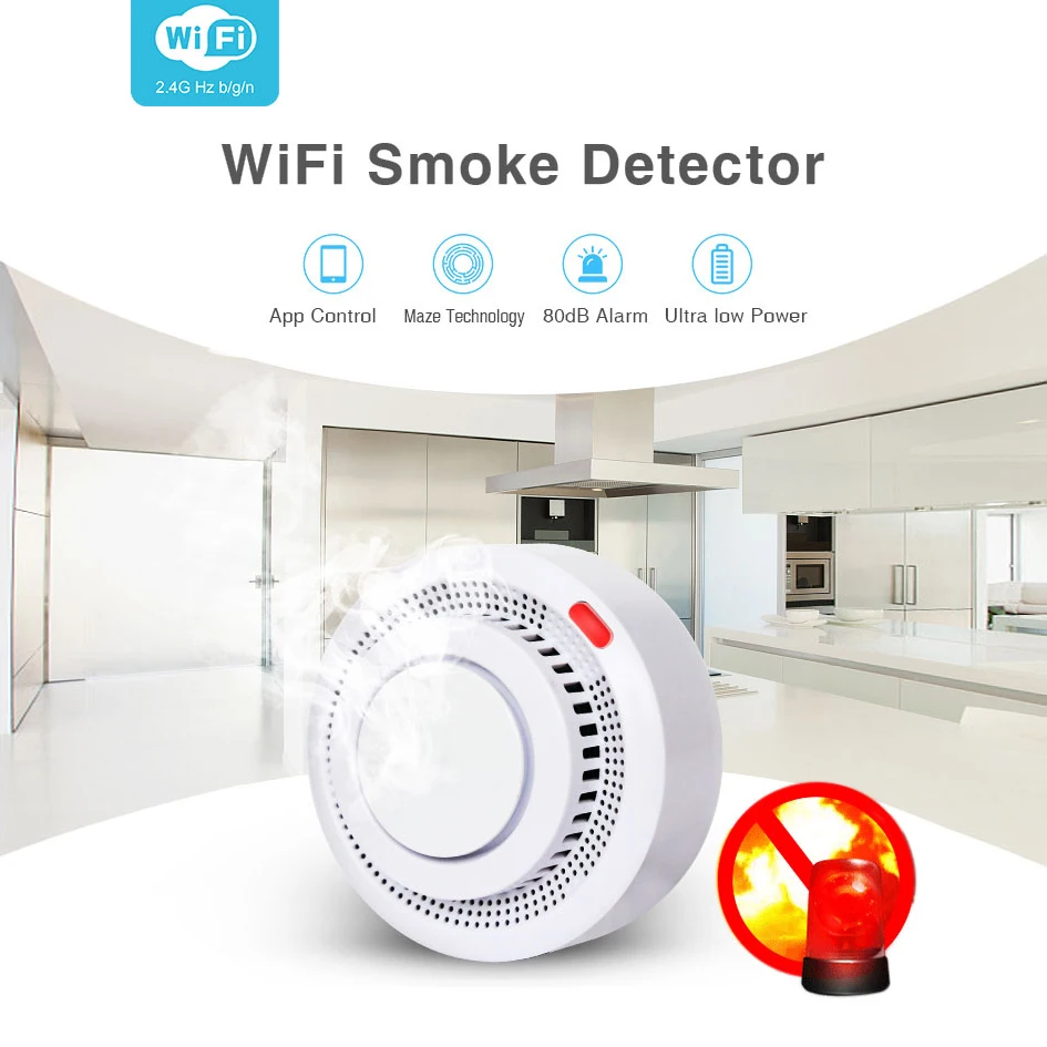 Avatto Tuya Wifi Smart Rookmelder, Smart Leven App Fire Alarm Sensor Home Security Systeem Brandweerlieden Smart Home Automation