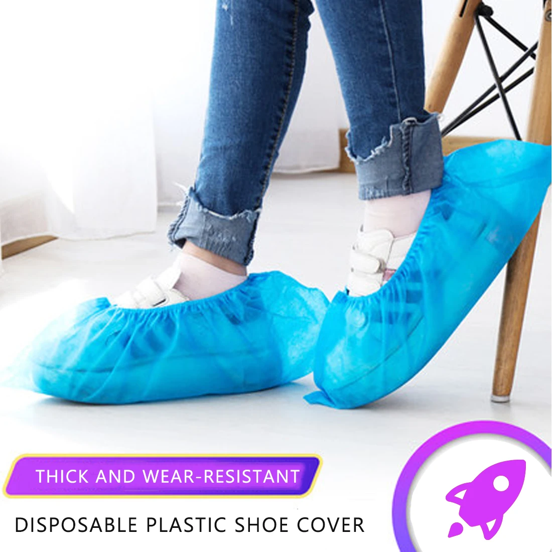 100pcs Home Office Dust-proof, Anti-skid, Waterproof Boot Cover Disposable Plastic Shoe Covers Safety Protection of Home Hotel