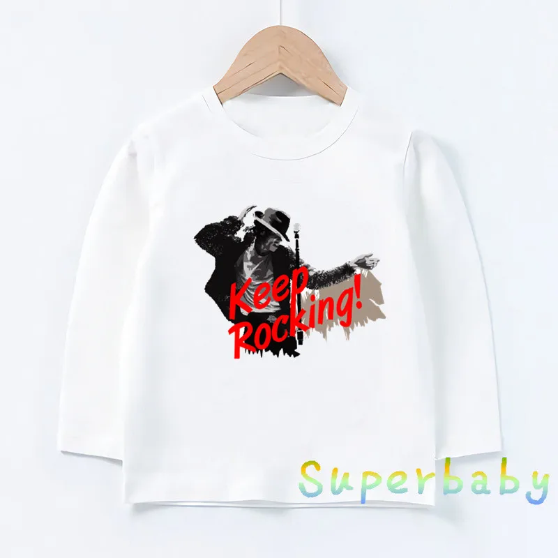 Rock N Roll Star Michael Jackson Bad Print Kids T-Shirts Casual Fashion Boys Clothes Baby Girls Long Sleeve Tshirt Children Tops