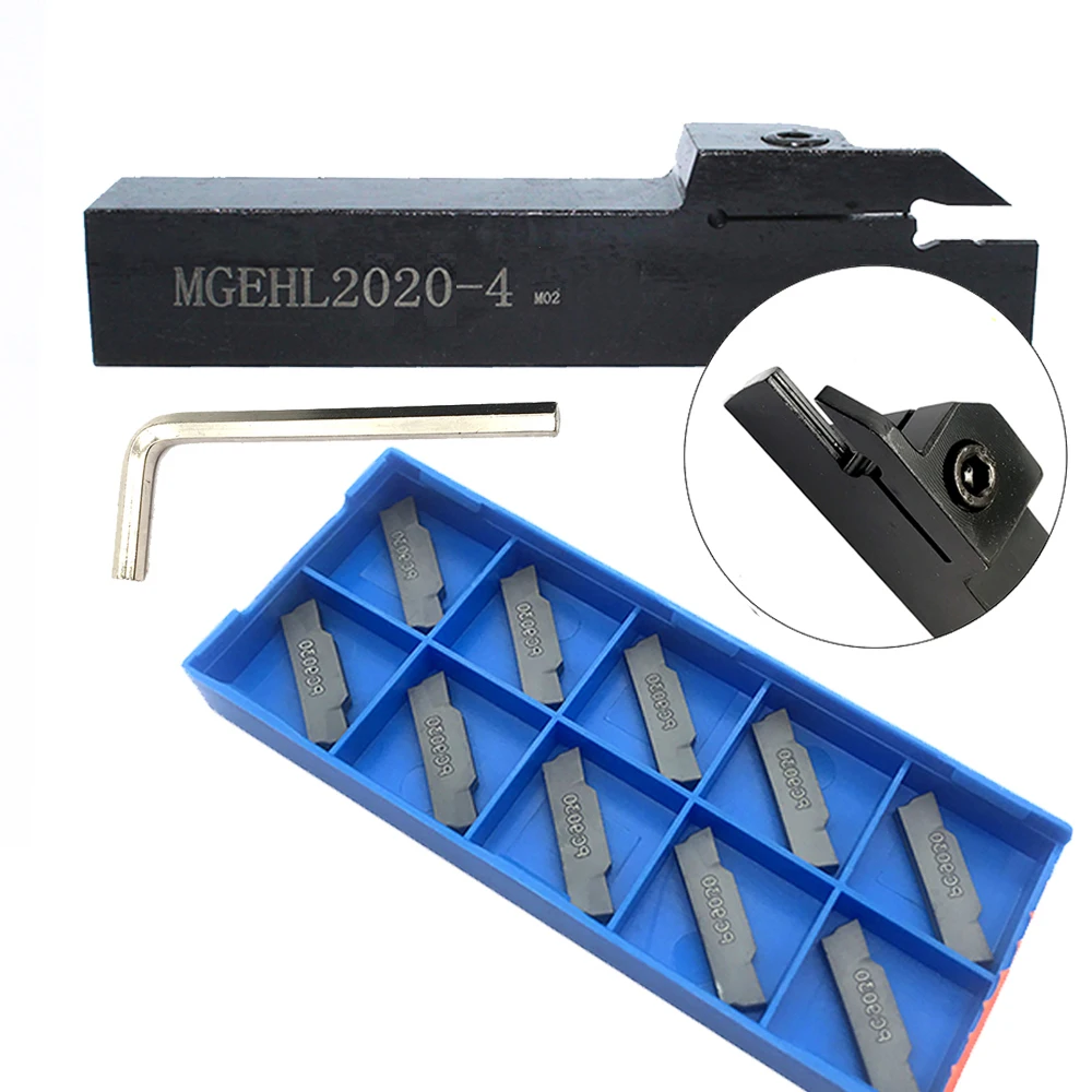 1pcs MGEHR1616-2 MGEHR1616-3 MGEHR2020-2  and 10pcs MGMN150 MGMN200 MGMN300  Inserts Grooving Lathe Turning Tool Holder Set