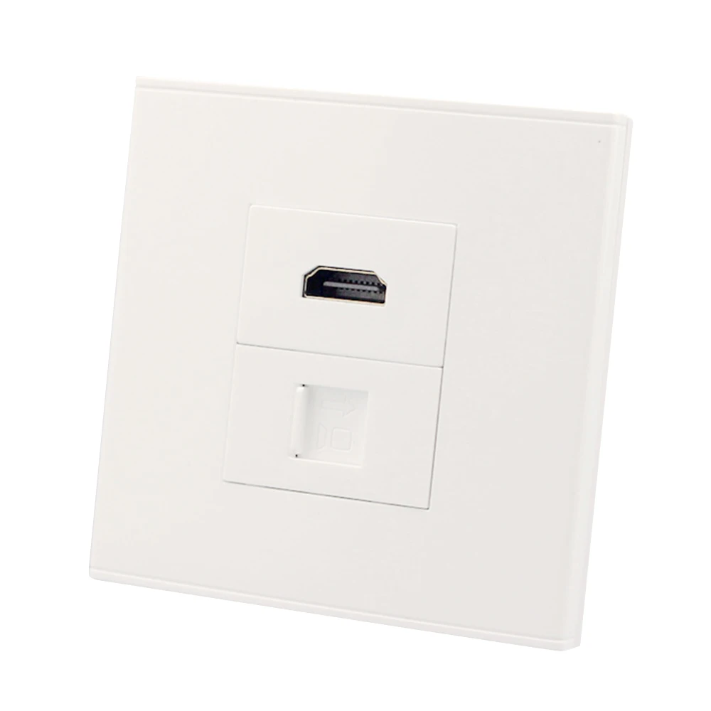 

Белая настенная розетка HDMI с сетевым удлинителем CAT6 RJ45 «мама-мама» настенной панели