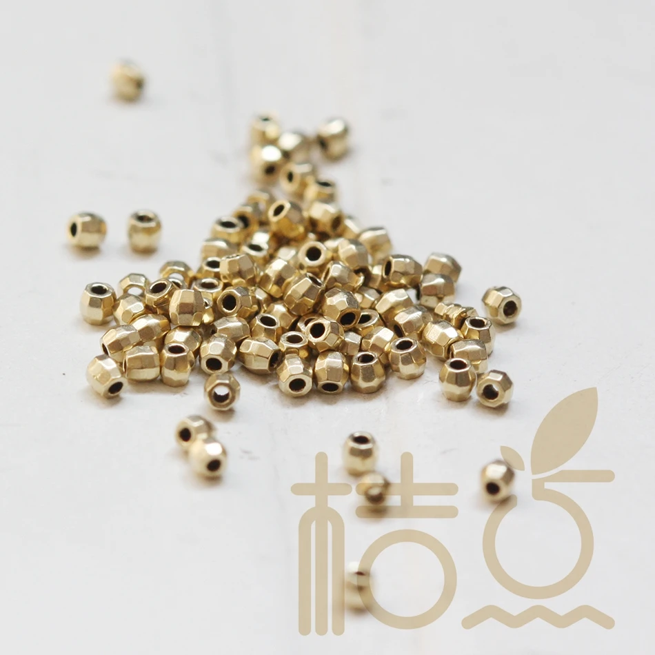 50 Pieces Raw Brass Faceted Ball Spacer - Metal Seed Bead - 1.76x1.66mm (3876C-V-283A)