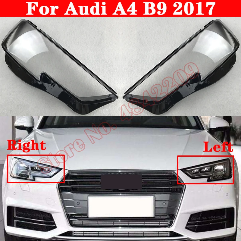 

Car Front Headlight Cover For Audi A4 B9 2017 Auto Headlamp Lampshade Lampcover Head Lamp light Covers glass Lens Shell Caps