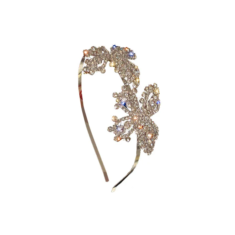 Luxury Handmade Full Crystal Rhinestone Flower Butterfly Hairband Headband Bridal Wedding Hair Jewelry Accessories