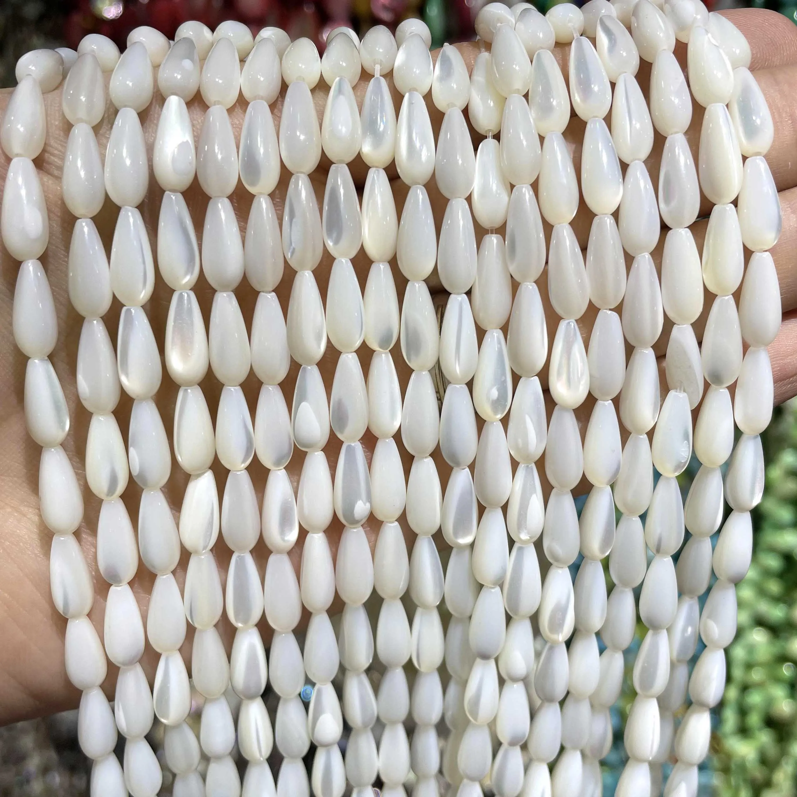 Natural Water Drop Shape White Mother Of Pearl Mop Shell Loose Beads For Jewelry Making DIY Bracelet Necklace Accessories