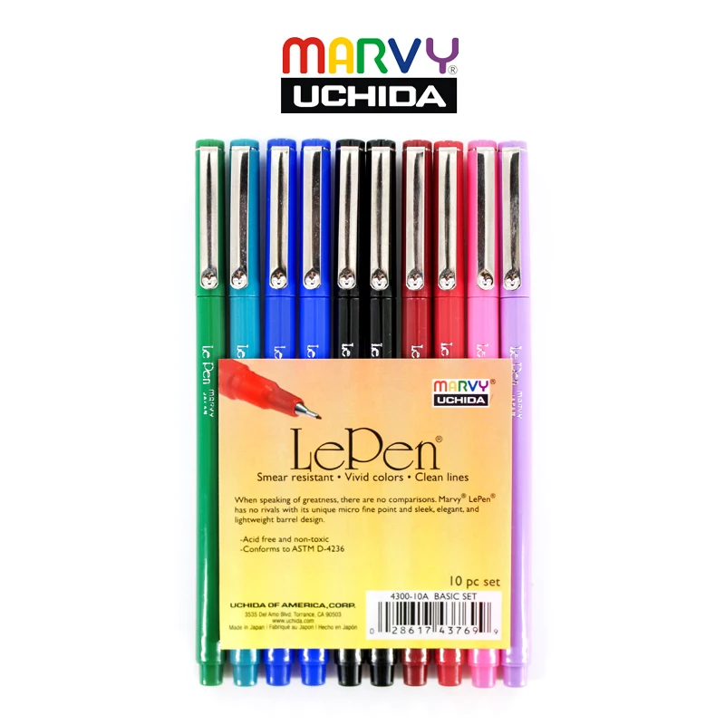 Marvy Needle Pen Set Colorful Pen Pigma Fine Liner Fine Point Water Based Ink Hook Pen Arts Drawing Creation For Children 4300