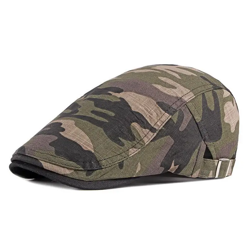 Ldslyjr 2021 Cotton Spring Summer Camouflage Print Newsboy Caps Flat Peaked Cap Men and Women Painter Beret Hats 39