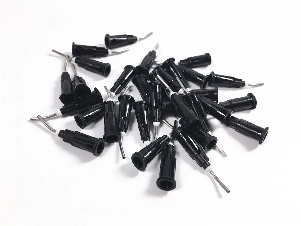 200~5000Pis Dental Pre Bent Flow Dispensing Tips Flowable Needle Delivery Tip Etching Gel Irrigation Composite 18 Gauge Black