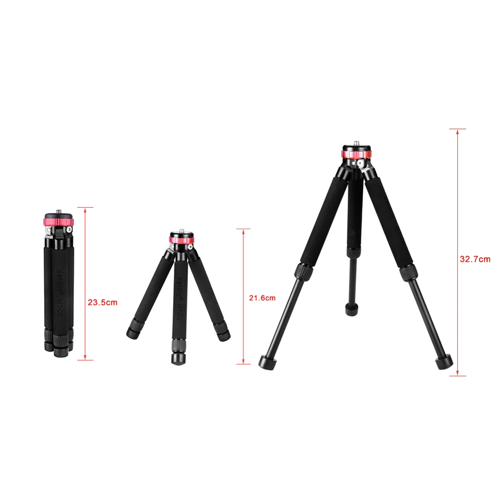 Manbily MT-02 Portable Aluminum Alloy Desktop Tripod for Canon Nikon Sony DSLR Camera 2-Section Extendable Mini Tabletop Tripod