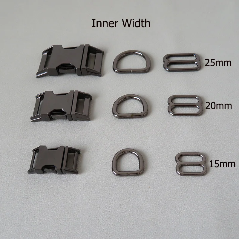 50Sets/Lot Wholesale Metal Buckle D Ring  Slider For Pet Dog Collar Paracord Harness Belt Loop Outdoor DIY Accessory