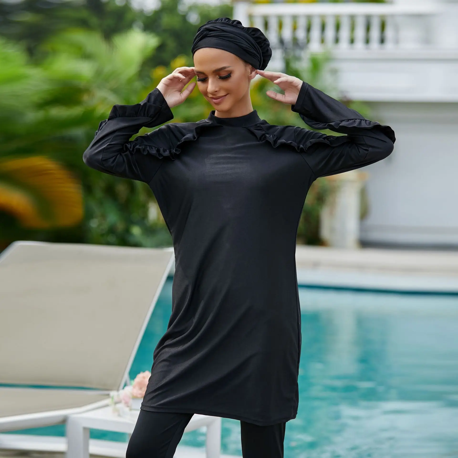 Burkini Lange Mujer Moslim Badmode 3 Stuks Abaya Dubai Arabische Vrouwen Badpakken Turkije Maillots De Bains Musulmans Ensemble F2967