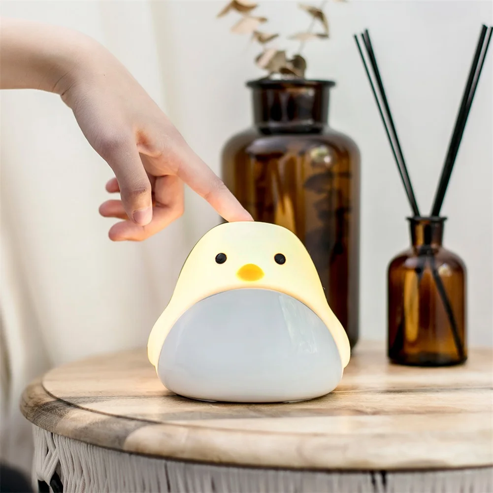 Silicone Cartoon Time Bird Night Light Digital Alarm Clock Touch Wake Up LED Night Lamp For Children Gifts Bedside Light