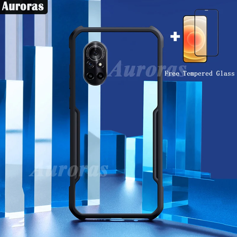 Auroras For HUAWEI Nova8 i Case Free Tempered Glass Official Shockproof Airbag Clear with Soft Frame Cover For Nova 8i Case