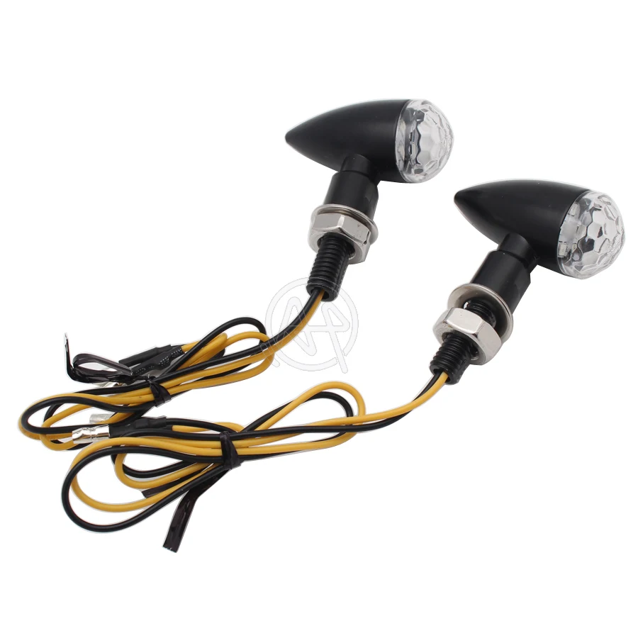 

1pair 12V LED Motorcycle Black+Clear Lens Turn Signal Indicator Lighting Amber Light Blinker Universal For Honda Cafe Racer