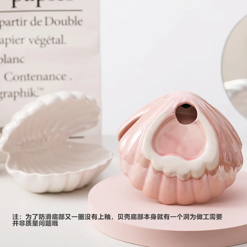 F2 Shell Pearl Desk Lamp Night Light Bedroom Decor Girl Gift Streamer Fairy Ceramic Shell for Girl Home Decoration Bedside Lamp