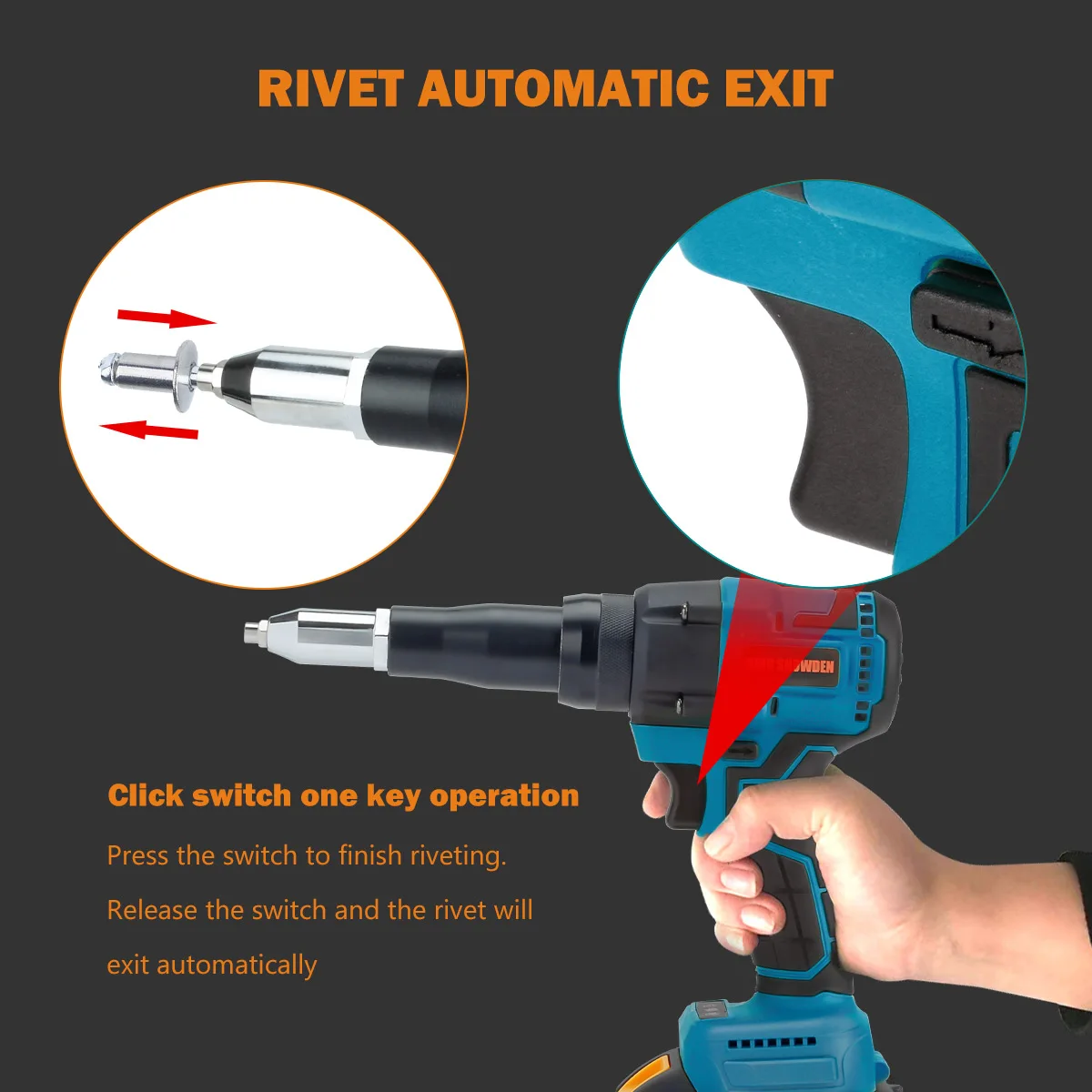 Electric Rivet Gun Cordless Rivet Nut Gun Drill Insert Nut Riveting Tool 3.2-4.8mm With LED Light For Makita 18V Battery